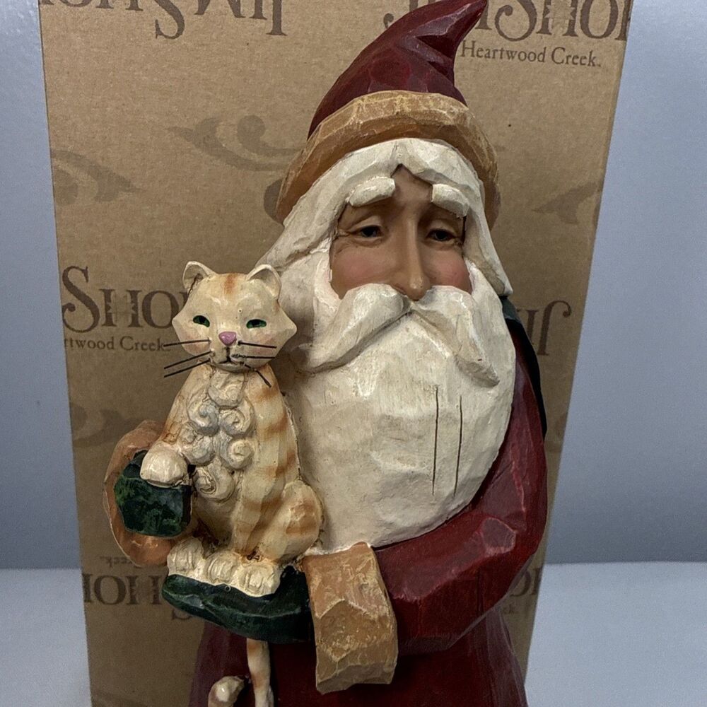 Jim Shore Santa With Cat C105167 Figurine Rustic Christmas Holiday Decor
